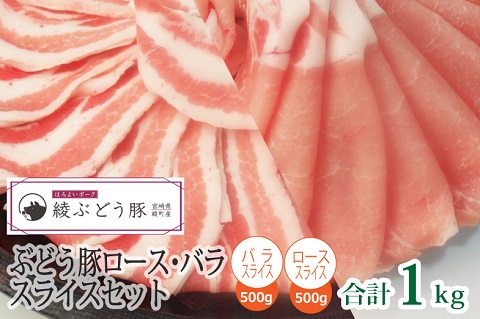 36-132_綾ぶどう豚ロース・バラスライスセット1kg