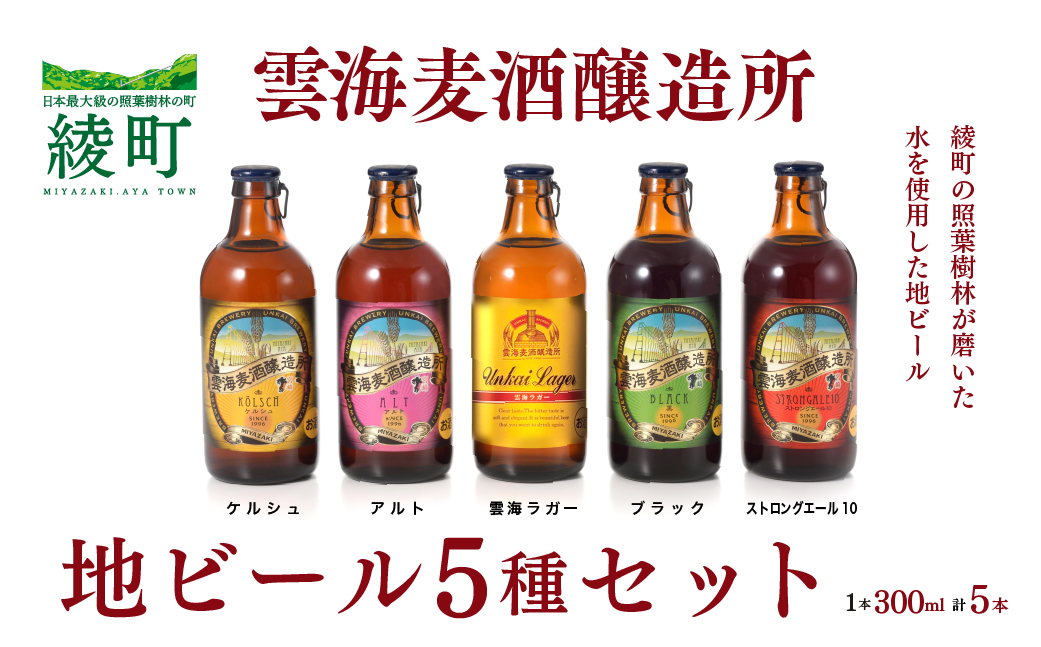 02-92_雲海麦酒醸造所 地ビール 5種 飲み比べ 5本 セット