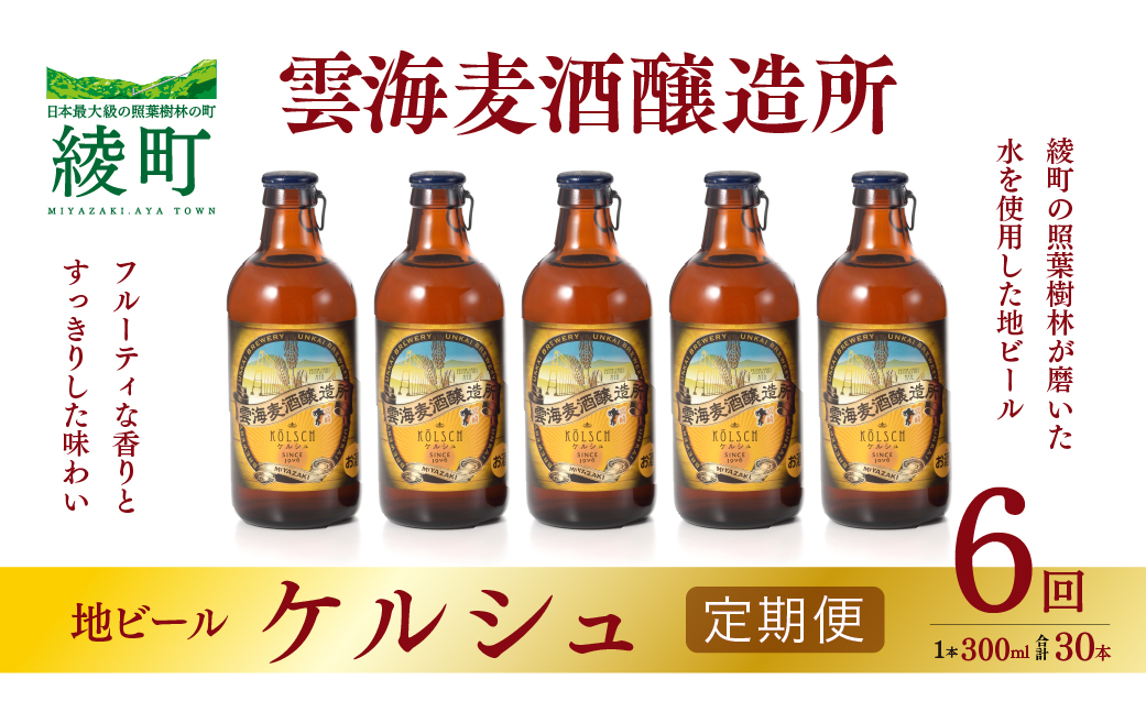 02-100_雲海麦酒醸造所 地ビール 「ケルシュ」 5本セット 【6回 定期便】