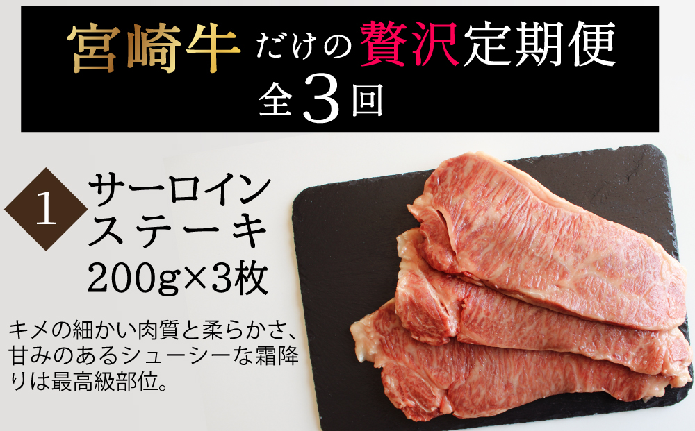 36-150_【定期便】宮崎牛ステーキ3か月コース2kg